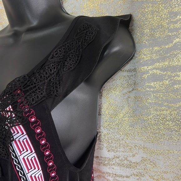 Asymmetrical Women’s Black/Red Rose And Purple Sundress - Picture 7 of 15